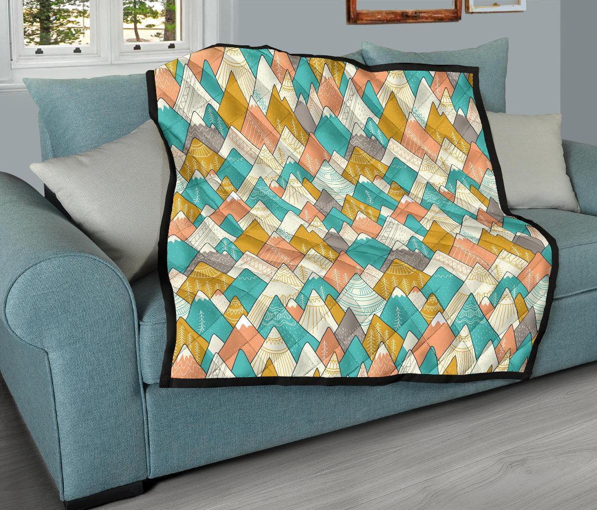 Mountain Colorful Pattern Print Quilt-grizzshop