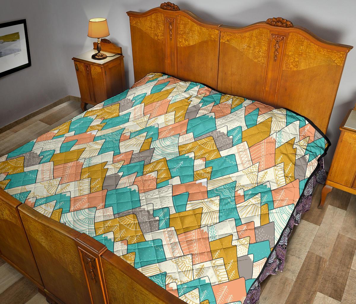 Mountain Colorful Pattern Print Quilt-grizzshop