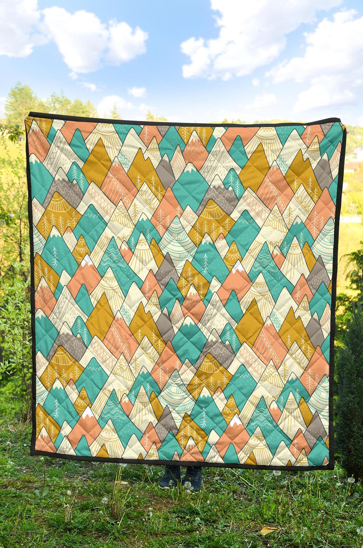 Mountain Colorful Pattern Print Quilt-grizzshop
