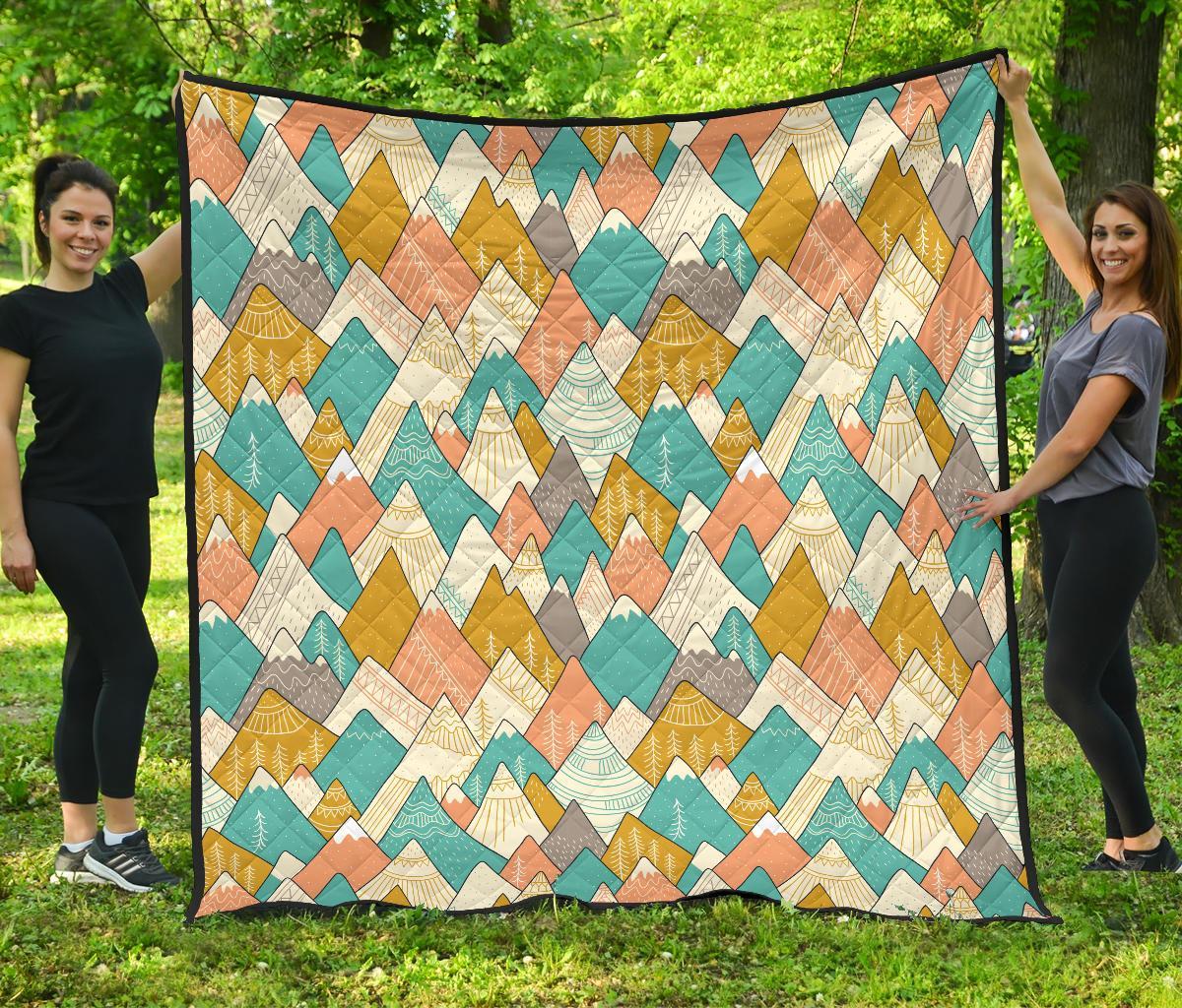 Mountain Colorful Pattern Print Quilt-grizzshop