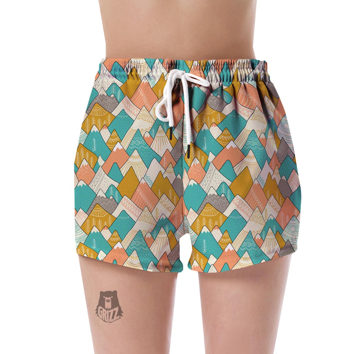 Mountain Colorful Pattern Print Women's Shorts-grizzshop