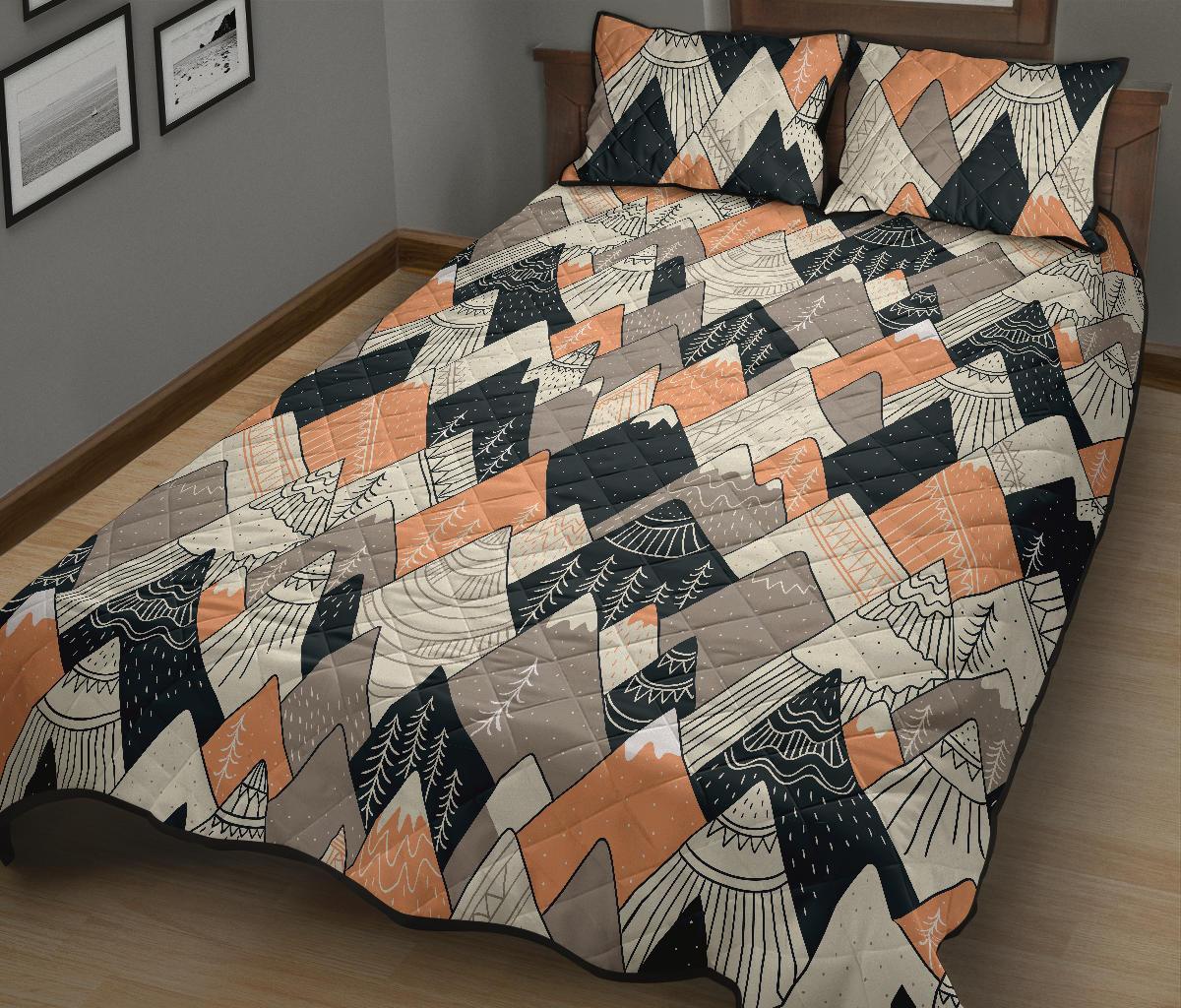 Mountain Pattern Print Bed Set Quilt-grizzshop