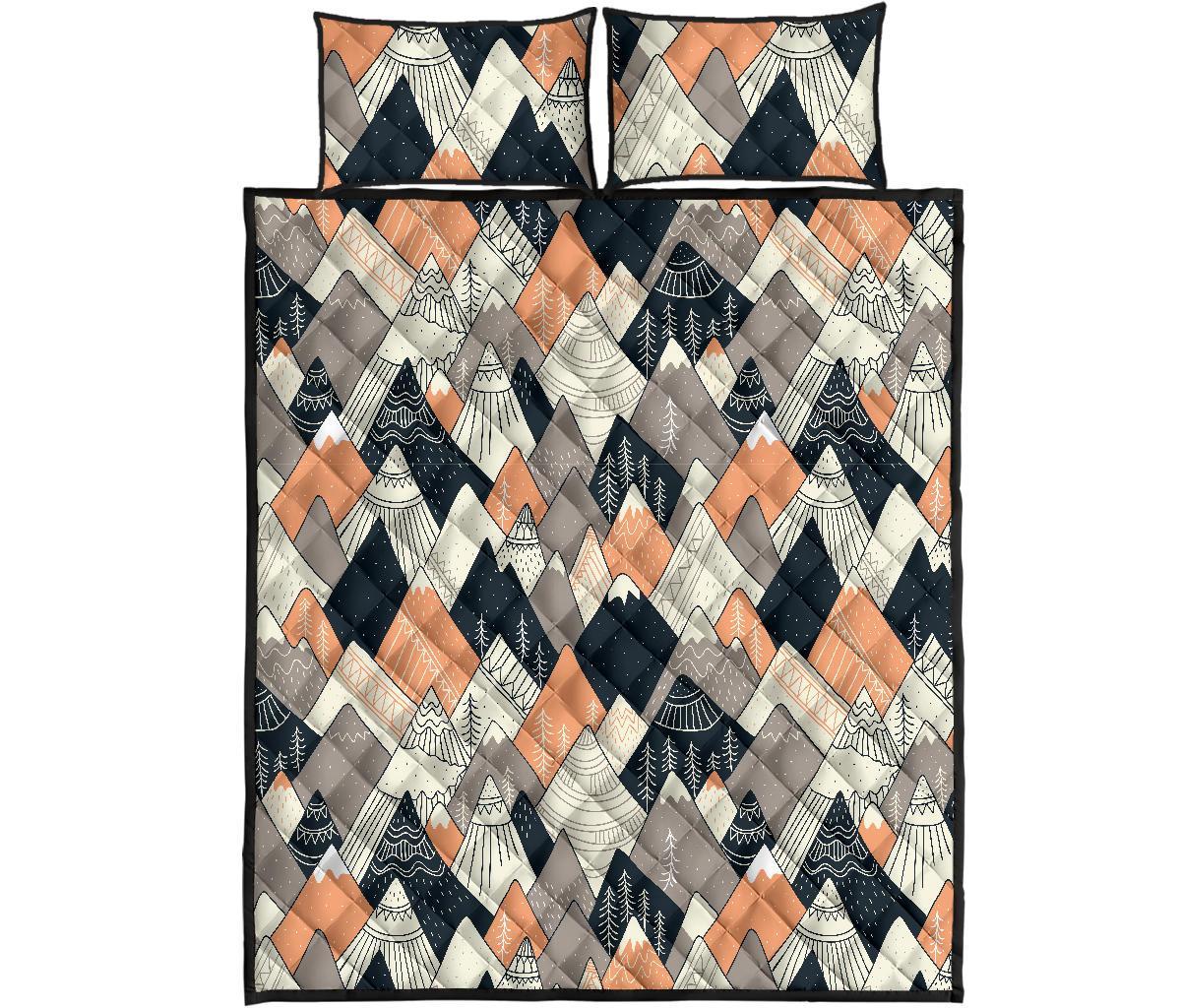Mountain Pattern Print Bed Set Quilt-grizzshop