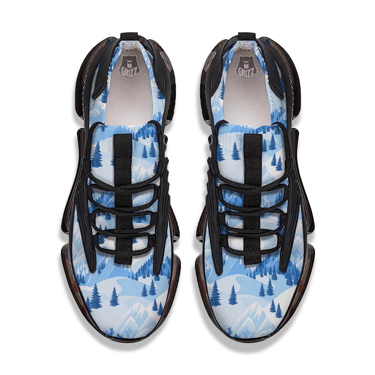 Mountain Skiing Print Pattern Black Gym Shoes-grizzshop