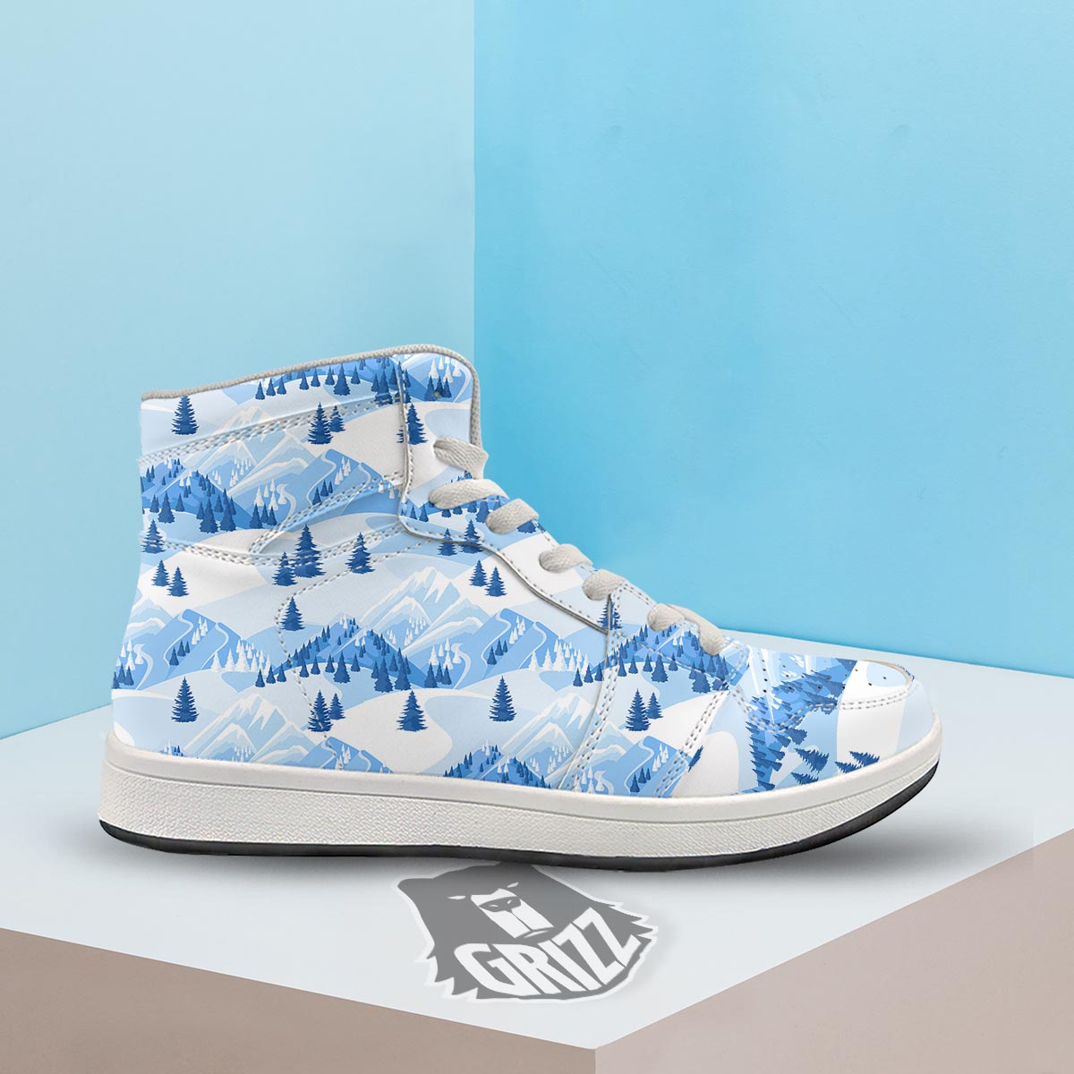 Mountain Skiing Print Pattern High Top Sneakers-grizzshop