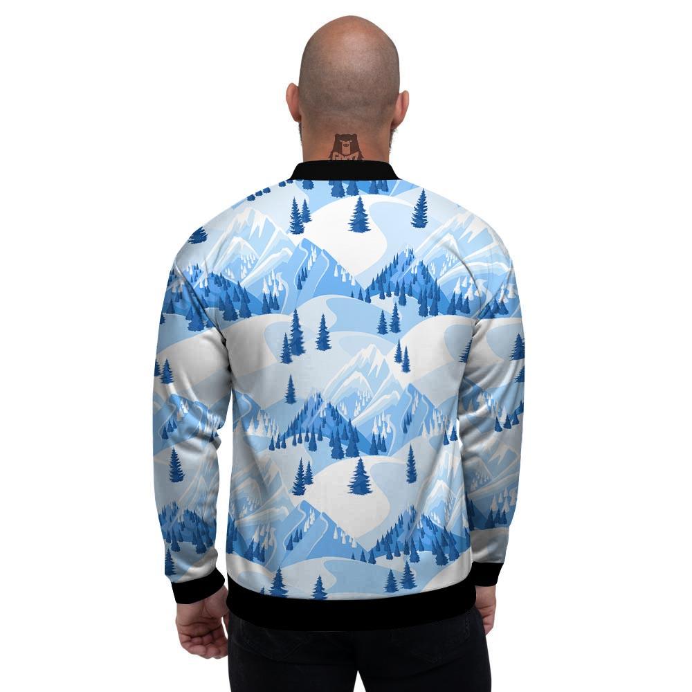 Mountain Skiing Print Pattern Men's Bomber Jacket-grizzshop