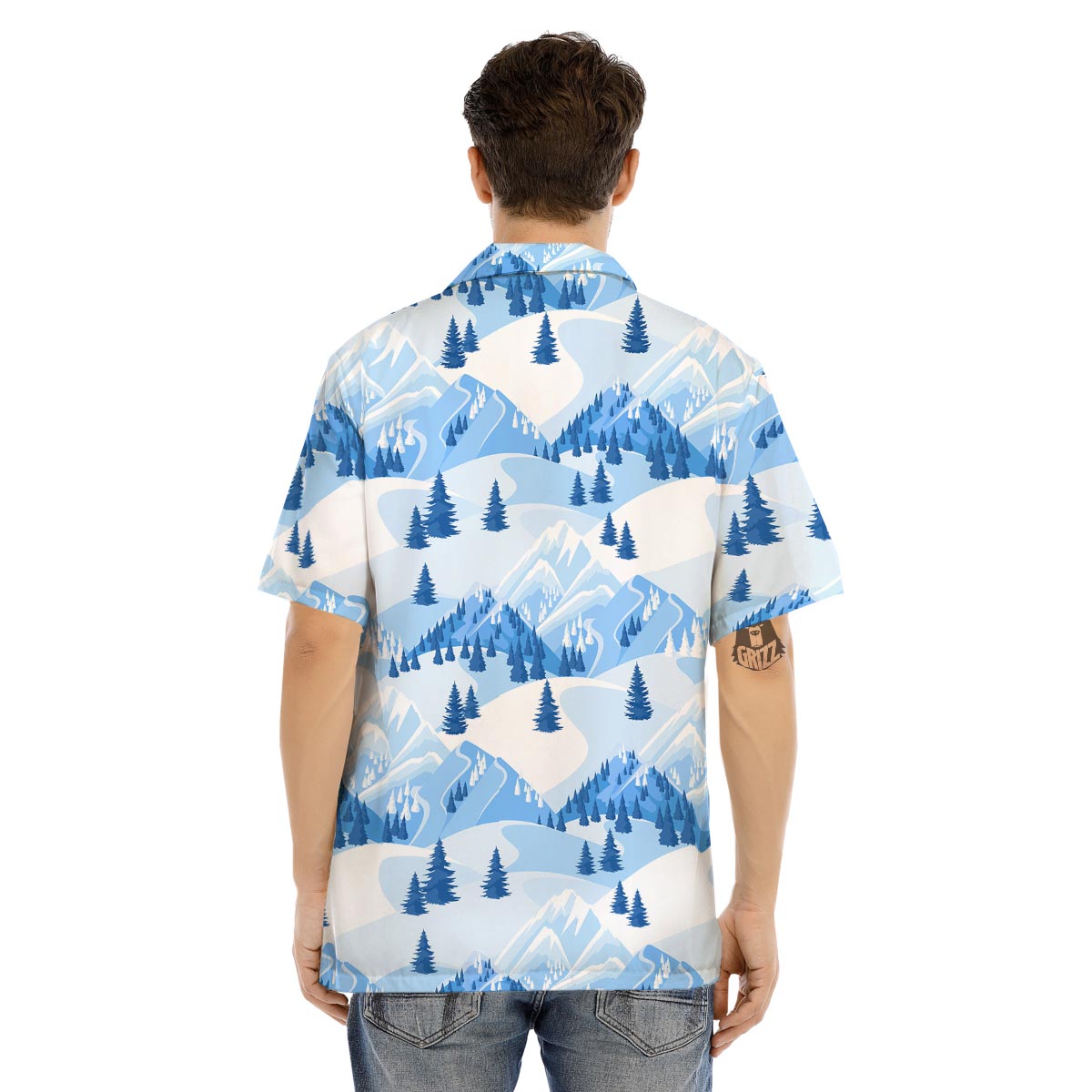 Mountain Skiing Print Pattern Men's Hawaiian Shirt-grizzshop