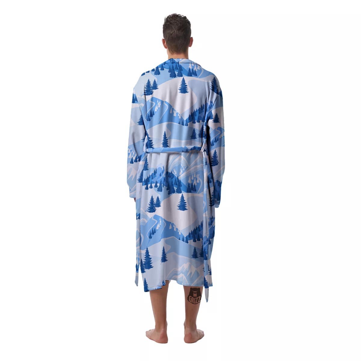 Mountain Skiing Print Pattern Men's Robe-grizzshop