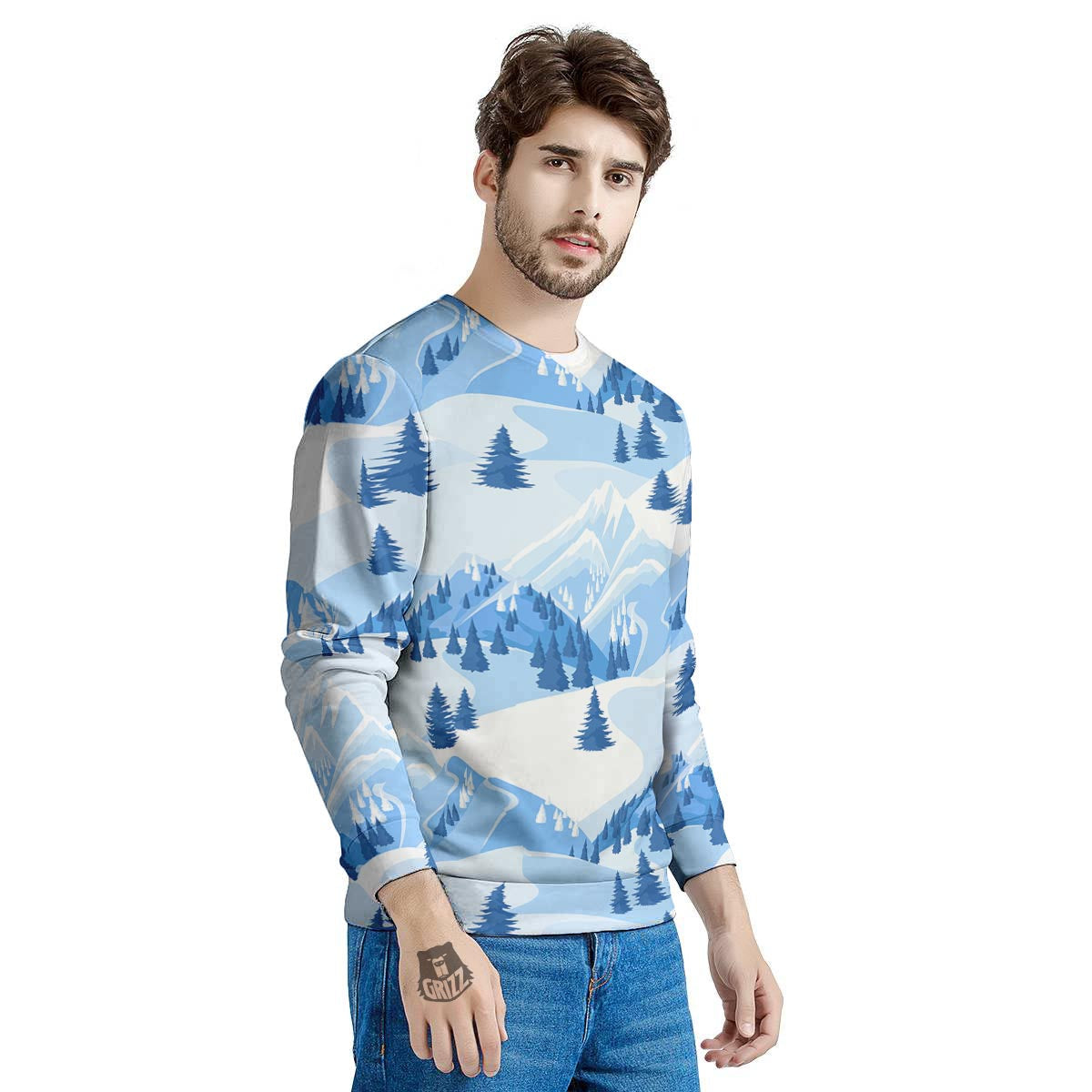 Mountain Skiing Print Pattern Men's Sweatshirt-grizzshop