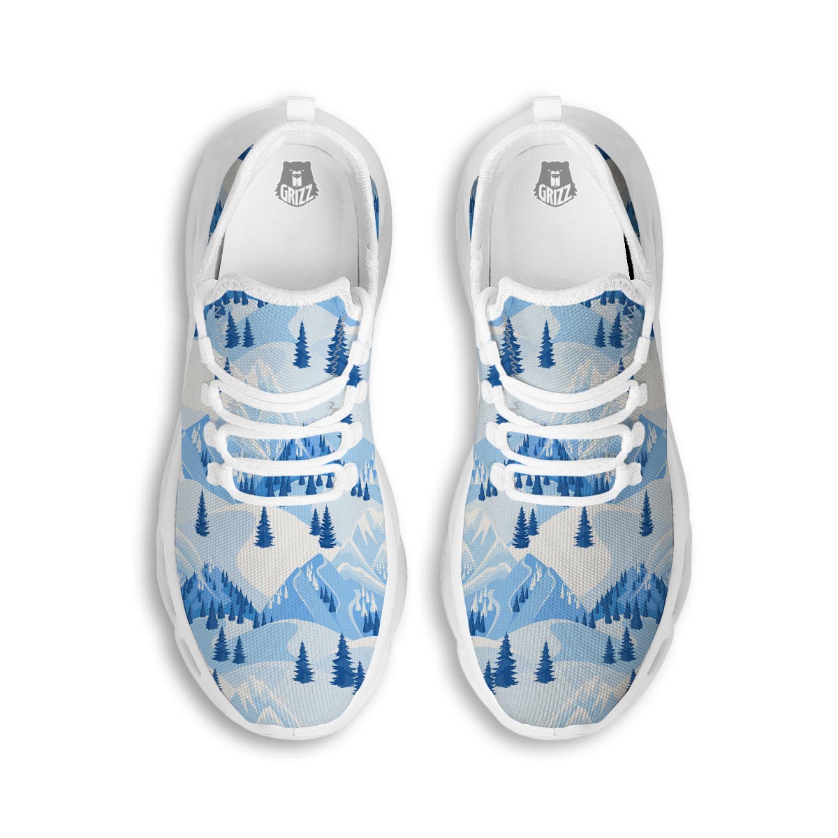 Mountain Skiing Print Pattern White Running Shoes-grizzshop