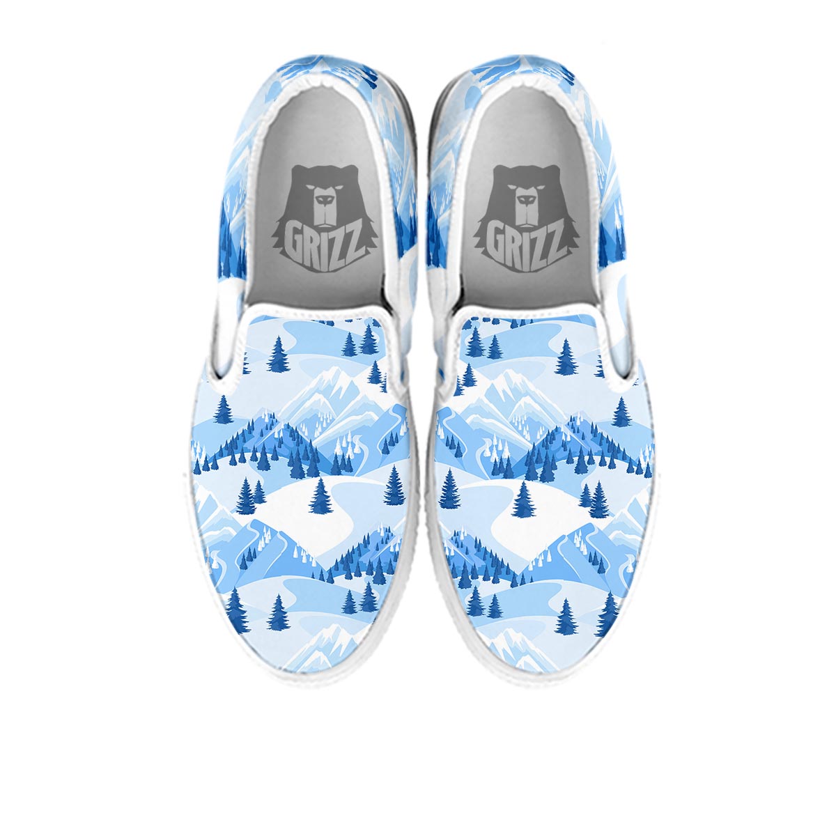 Mountain Skiing Print Pattern White Slip On Shoes-grizzshop