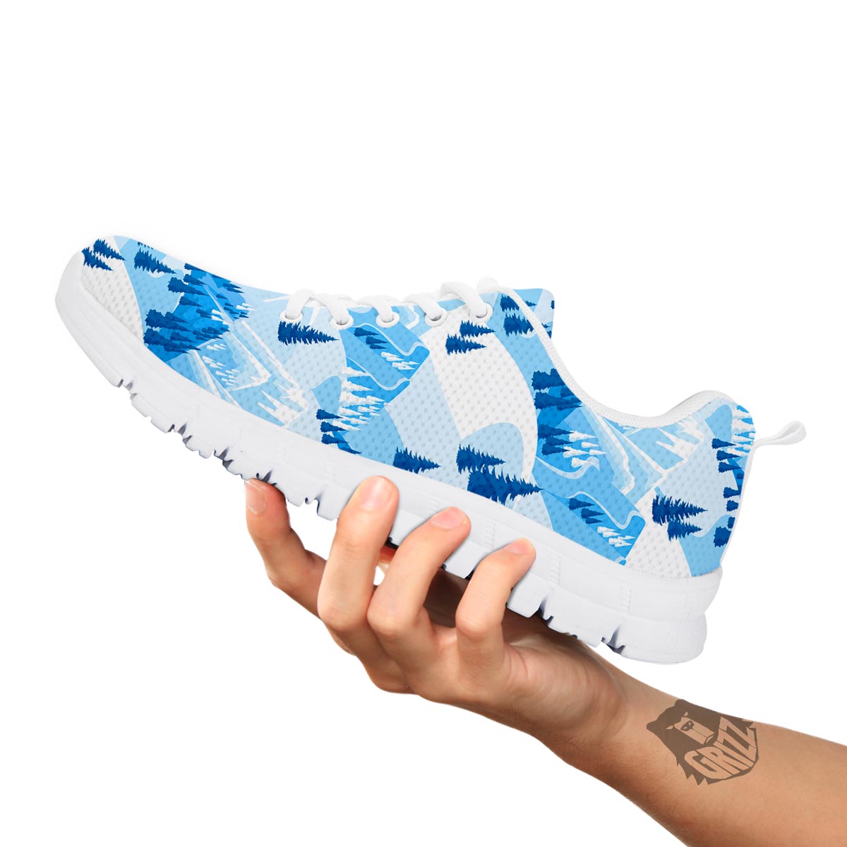 Mountain Skiing Print Pattern White Sneaker-grizzshop