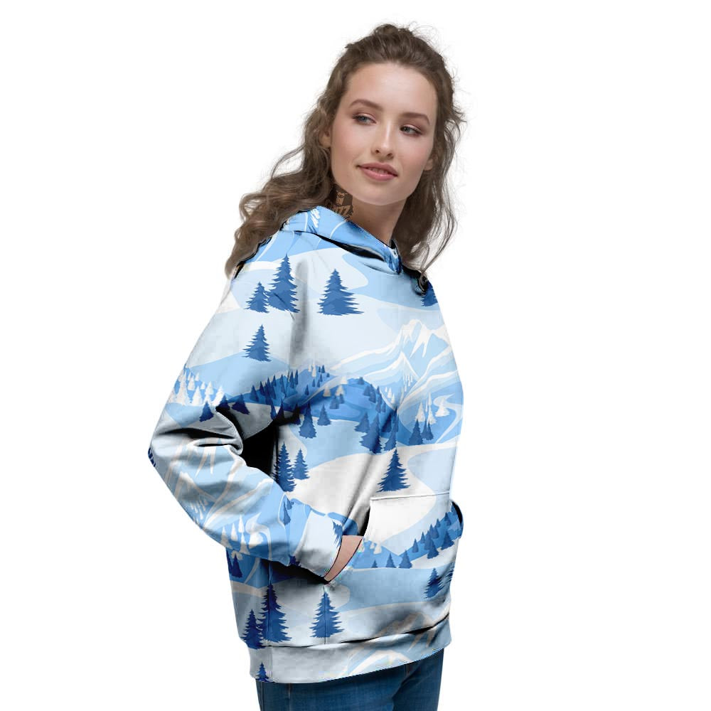 Mountain Skiing Print Pattern Women's Hoodie-grizzshop