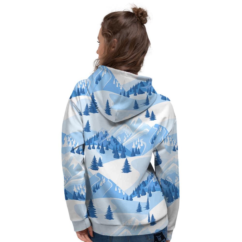 Mountain Skiing Print Pattern Women's Hoodie-grizzshop