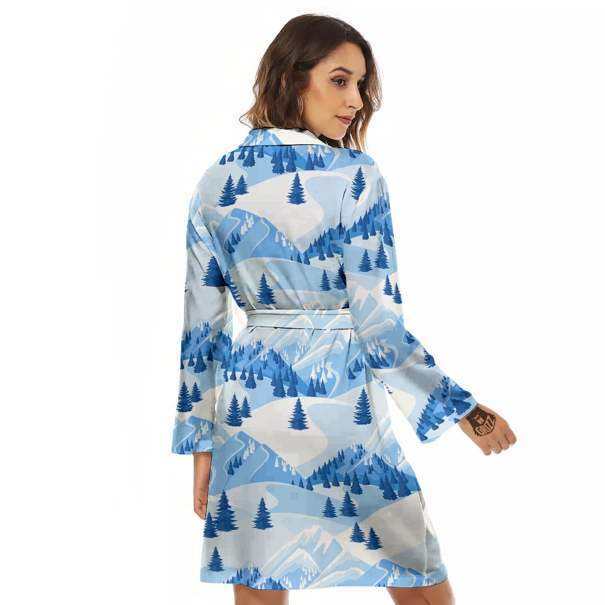 Mountain Skiing Print Pattern Women's Robe-grizzshop