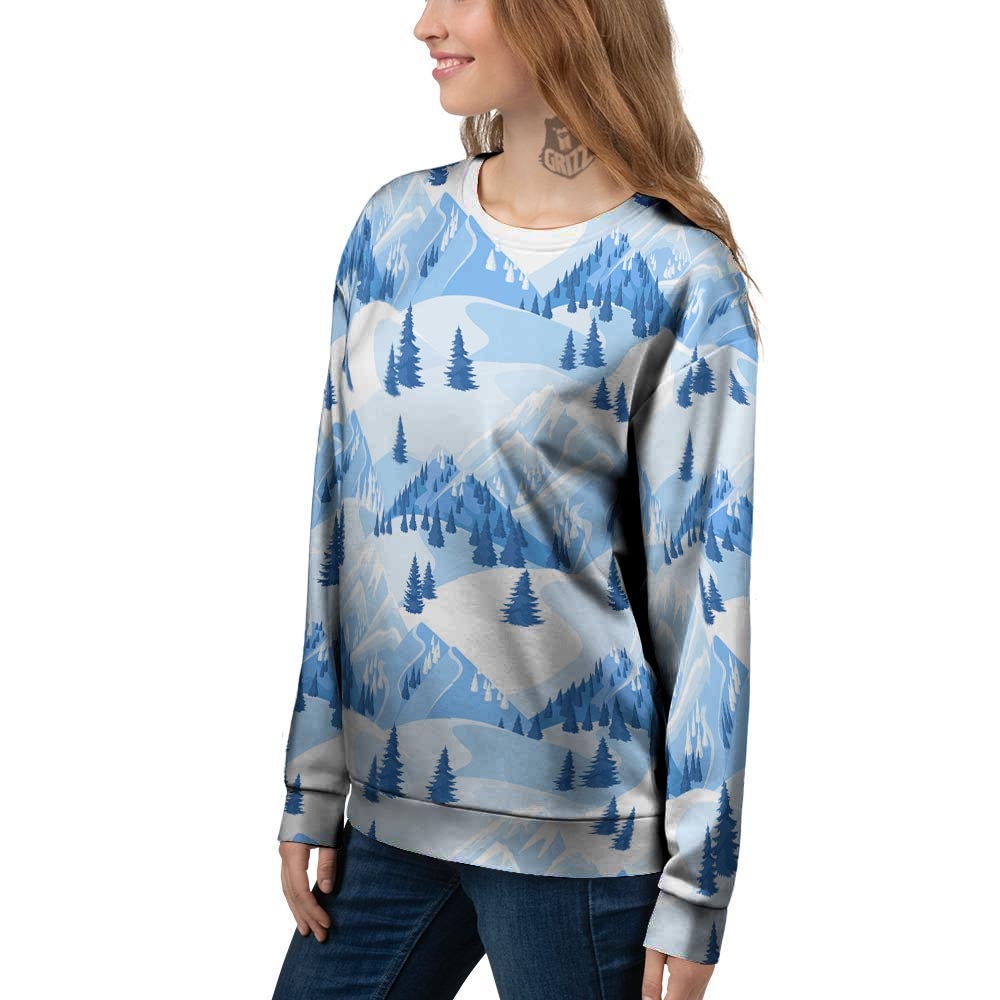 Mountain Skiing Print Pattern Women's Sweatshirt-grizzshop