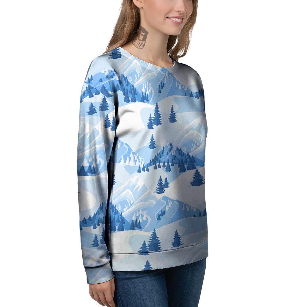 Mountain Skiing Print Pattern Women's Sweatshirt-grizzshop