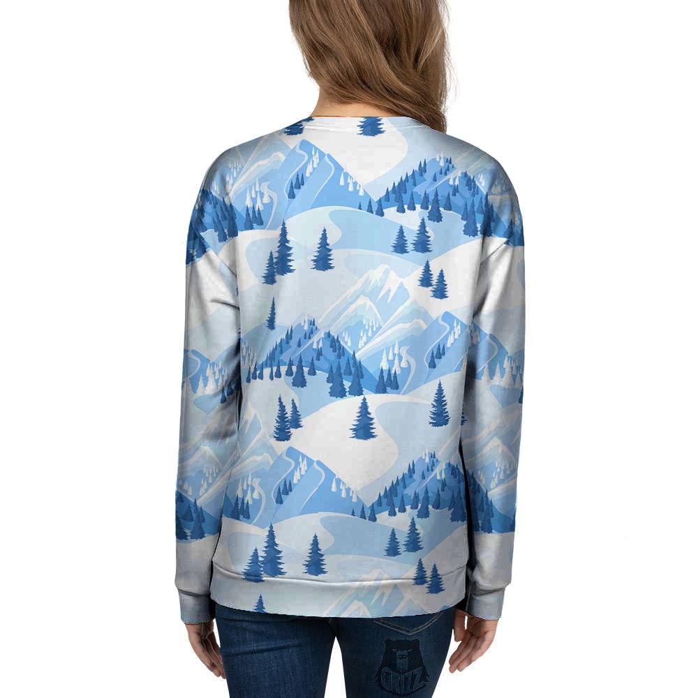 Mountain Skiing Print Pattern Women's Sweatshirt-grizzshop