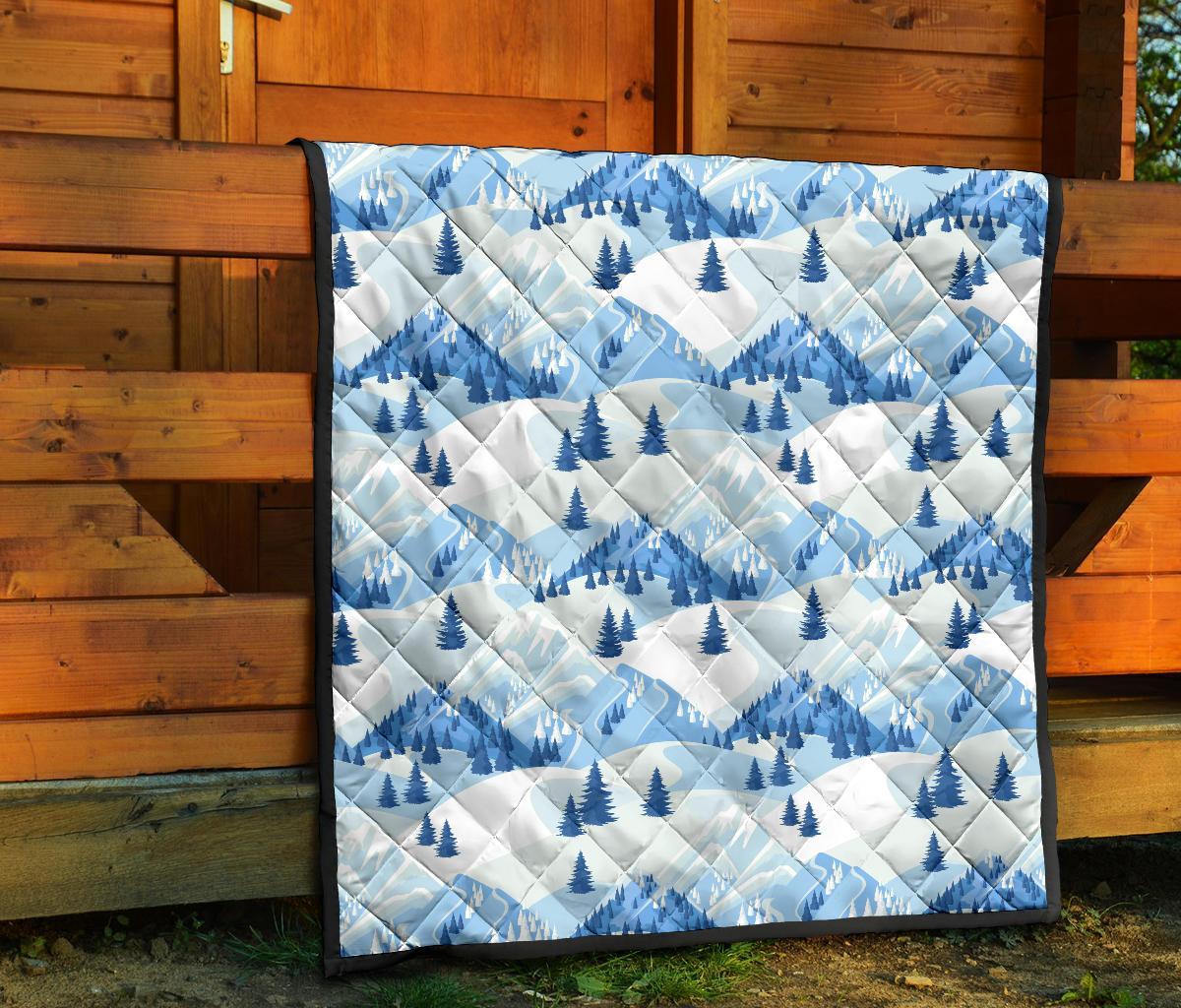 Mountain Snow Pattern Print Quilt-grizzshop