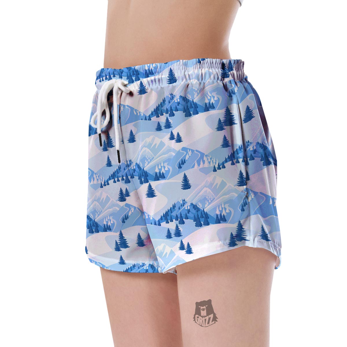 Mountain Snow Pattern Print Women's Shorts-grizzshop