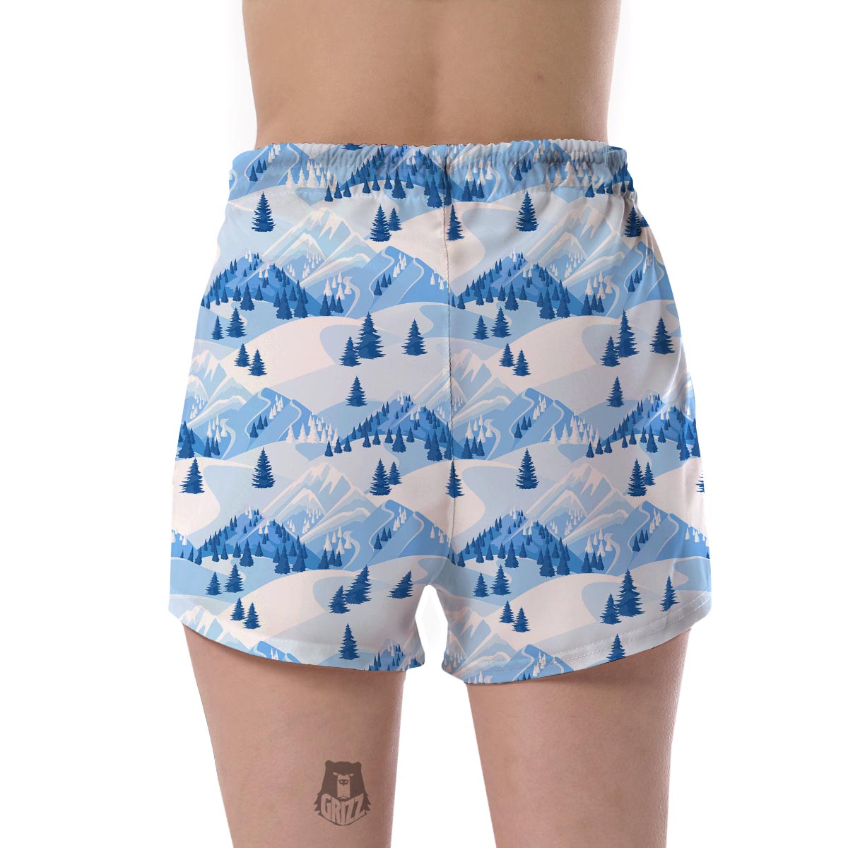 Mountain Snow Pattern Print Women's Shorts-grizzshop