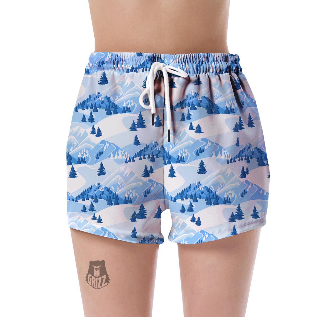 Mountain Snow Pattern Print Women's Shorts-grizzshop