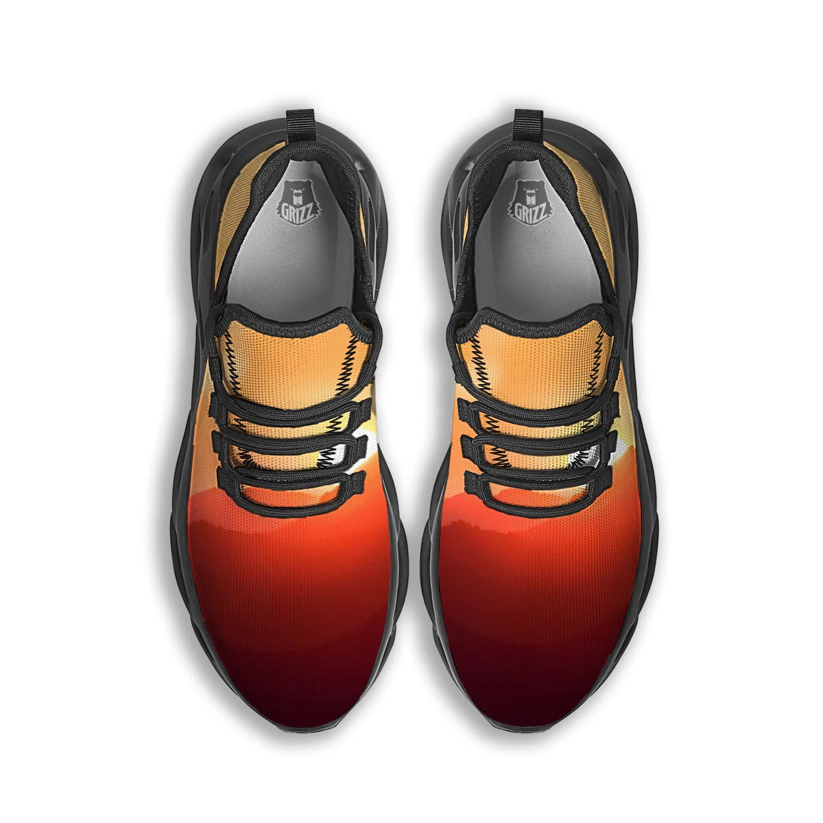 Mountain Sunrise Print Black Running Shoes-grizzshop