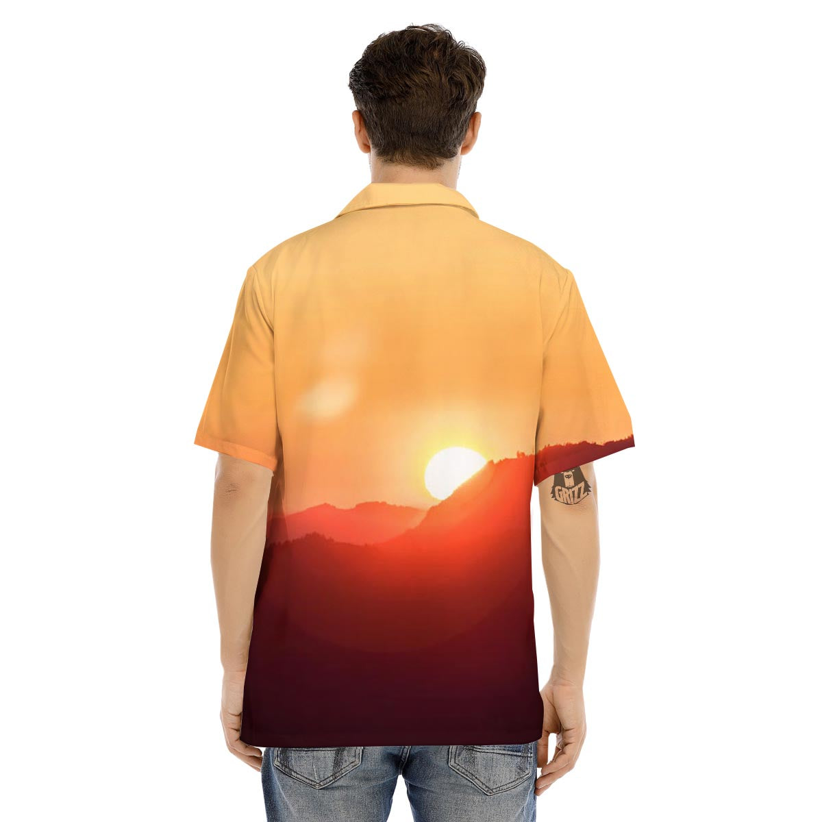 Mountain Sunrise Print Men's Hawaiian Shirt-grizzshop