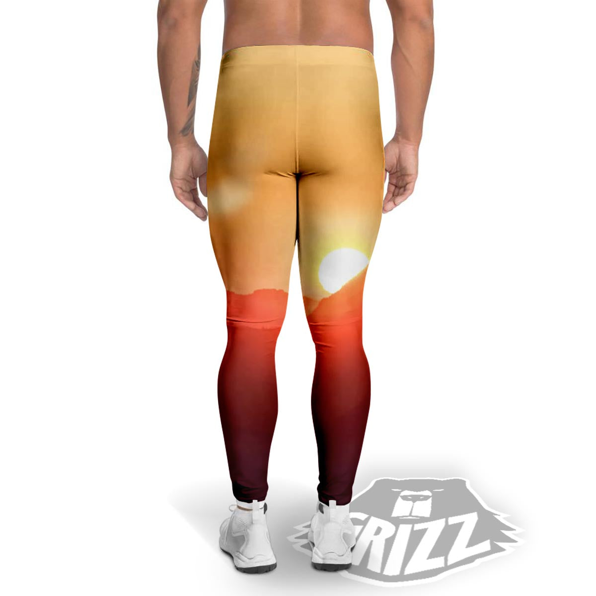 Mountain Sunrise Print Men's Leggings-grizzshop