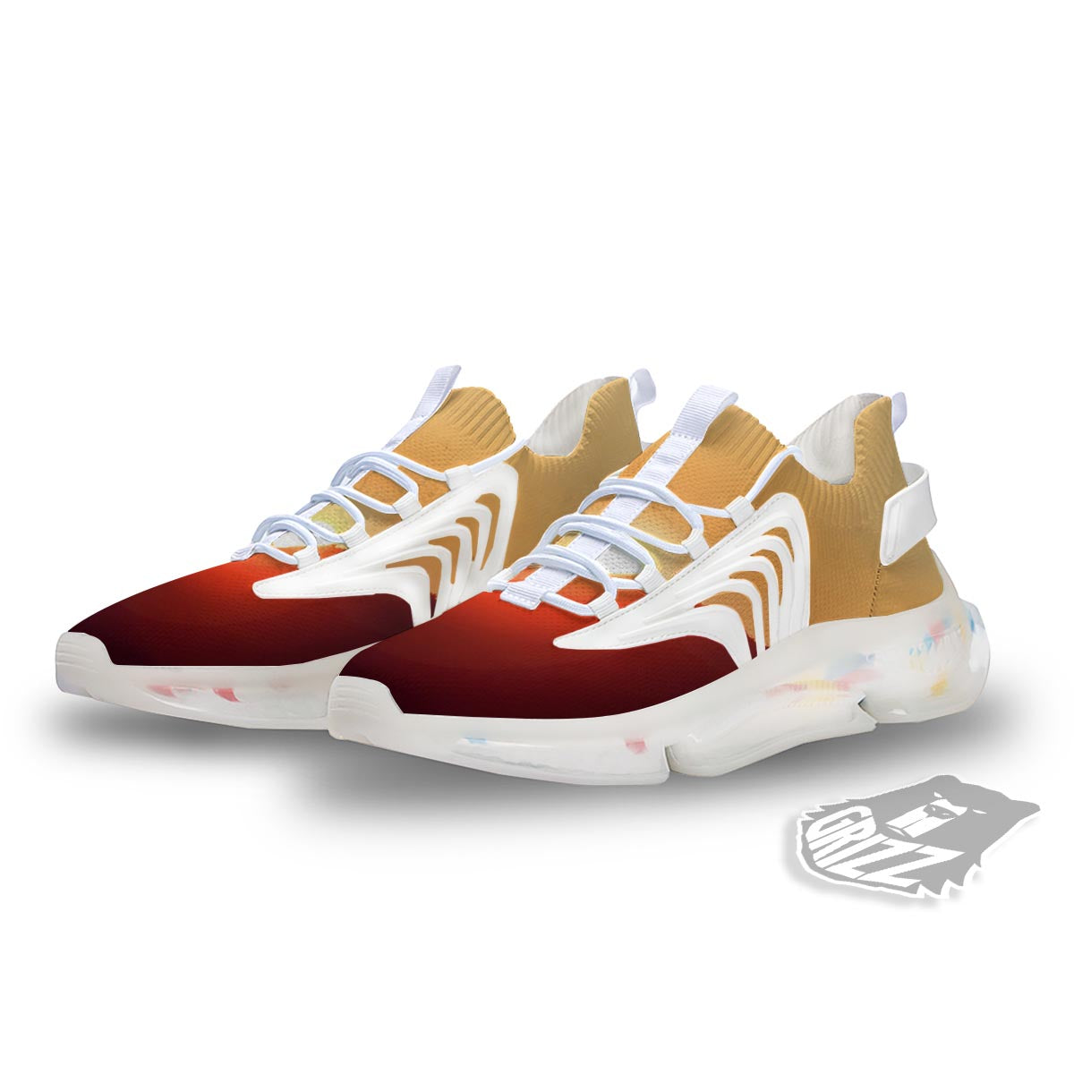 Mountain Sunrise Print White Gym Shoes-grizzshop