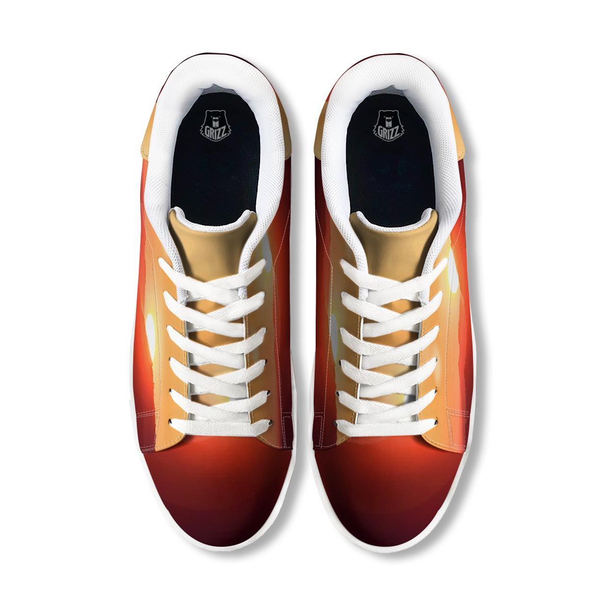 Mountain Sunrise Print White Low Top Sneakers-grizzshop