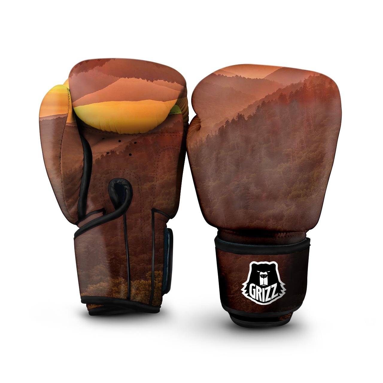 Mountain Sunset Print Boxing Gloves-grizzshop