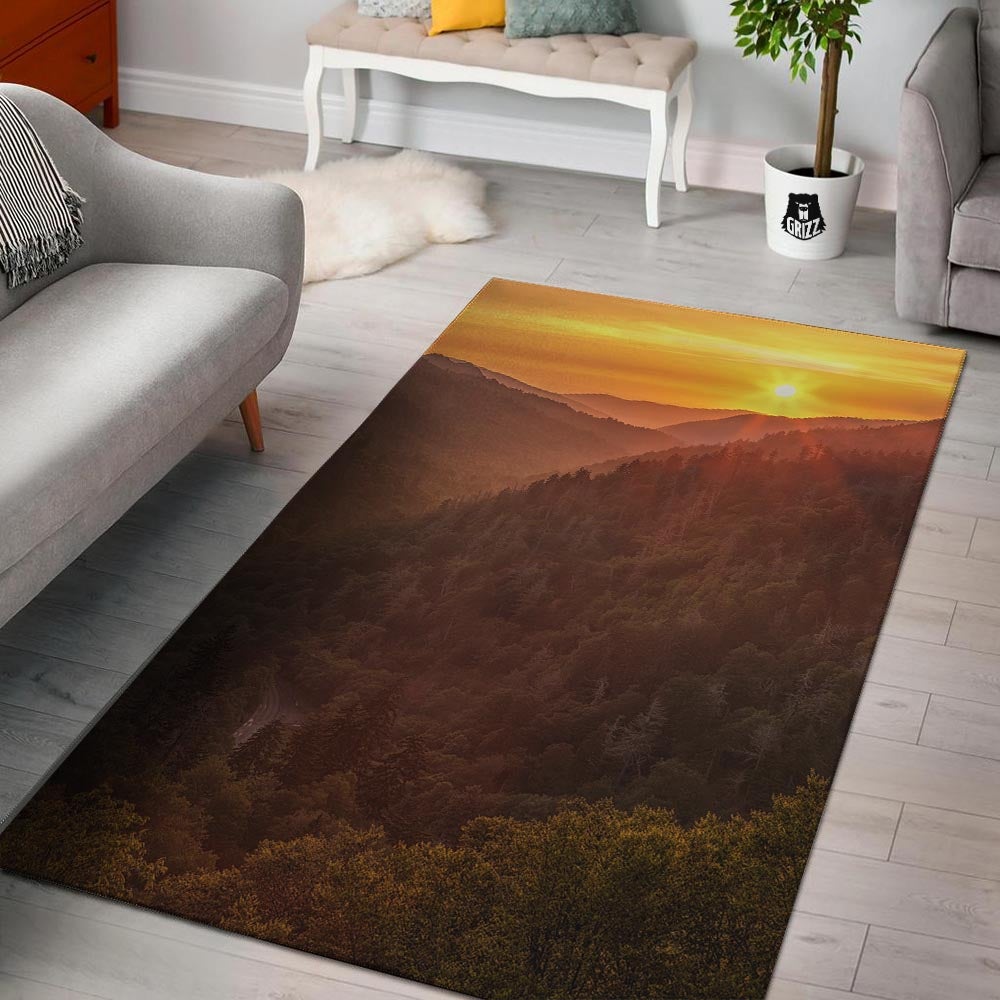 Mountain Sunset Print Floor Mat-grizzshop
