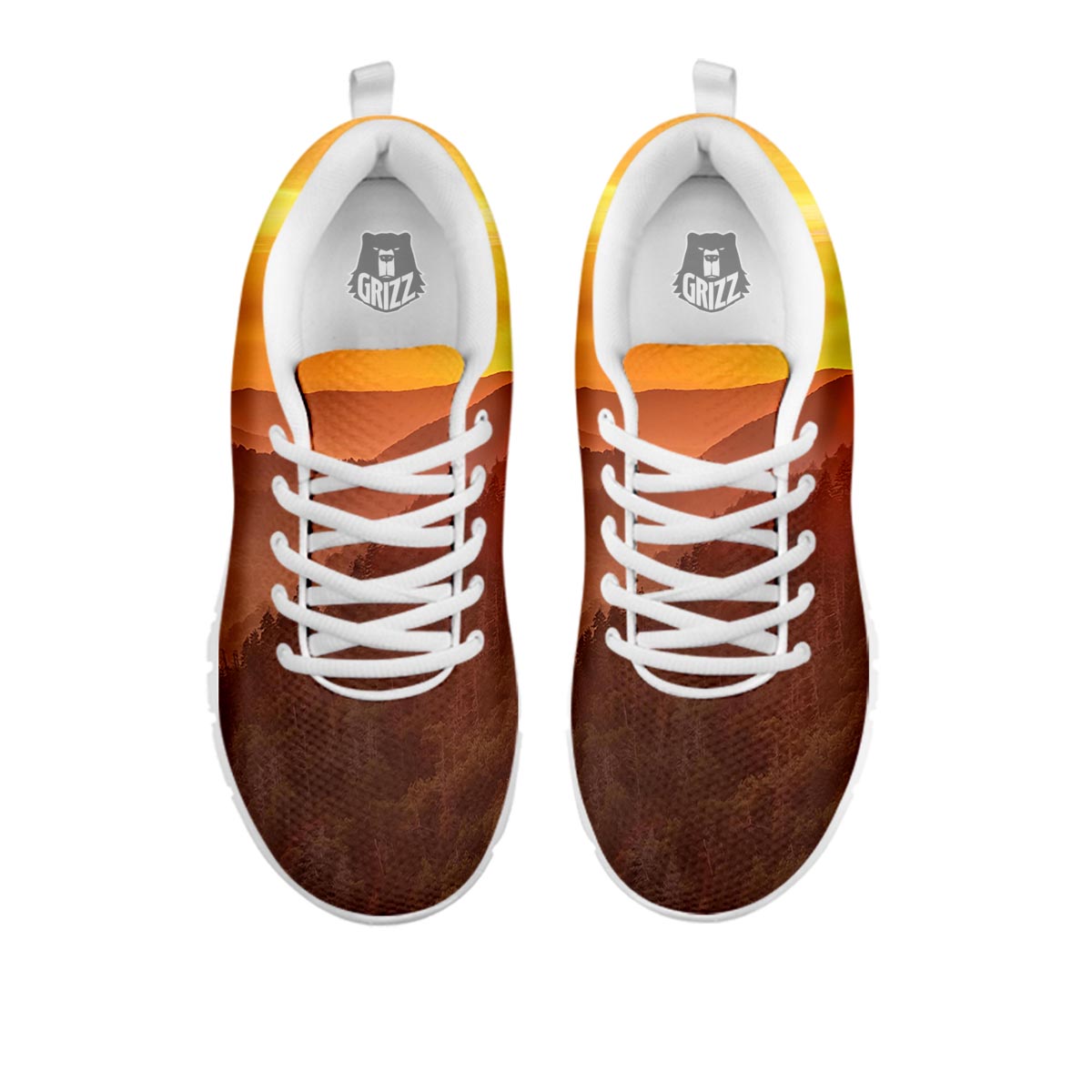 Mountain Sunset Print White Sneaker-grizzshop