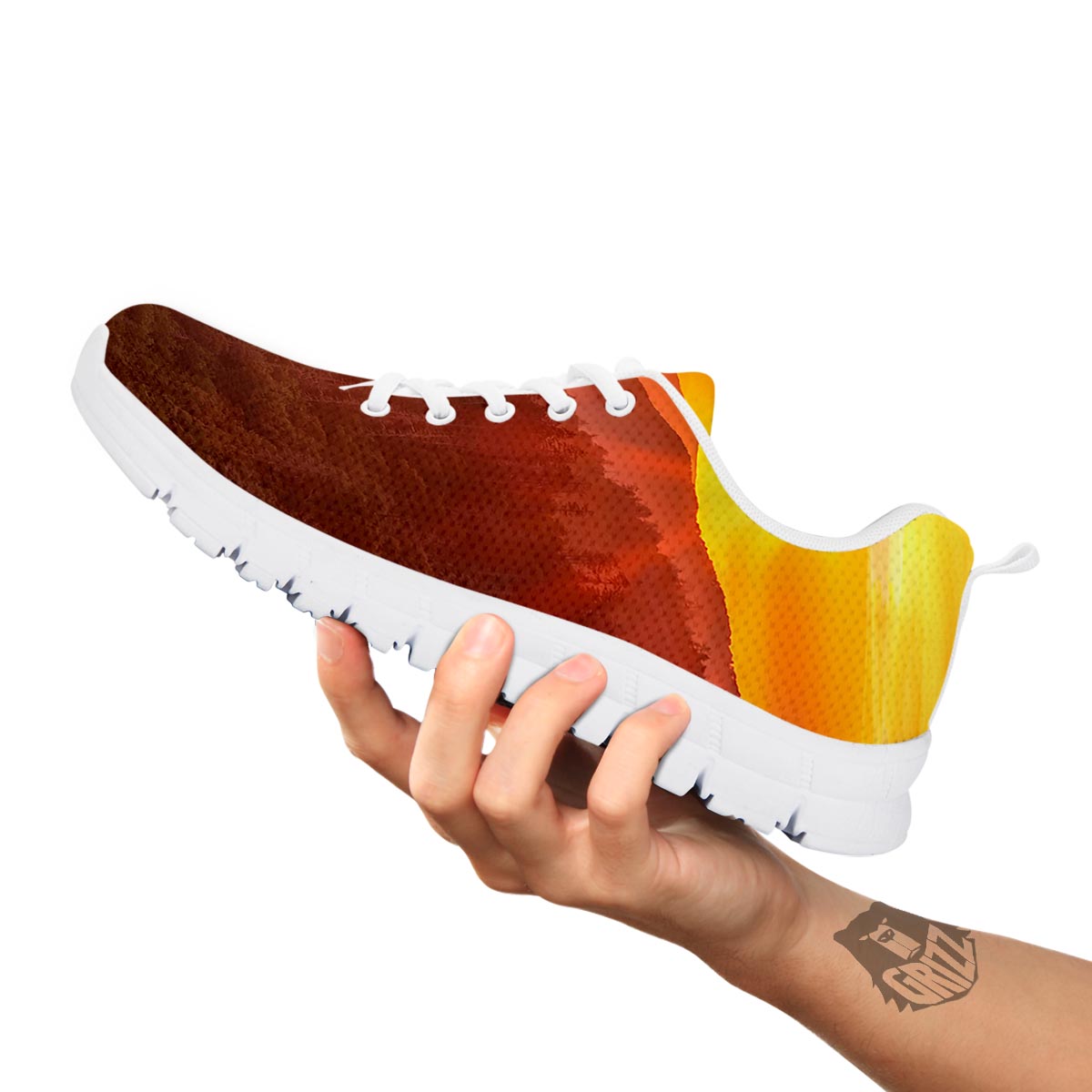 Mountain Sunset Print White Sneaker-grizzshop