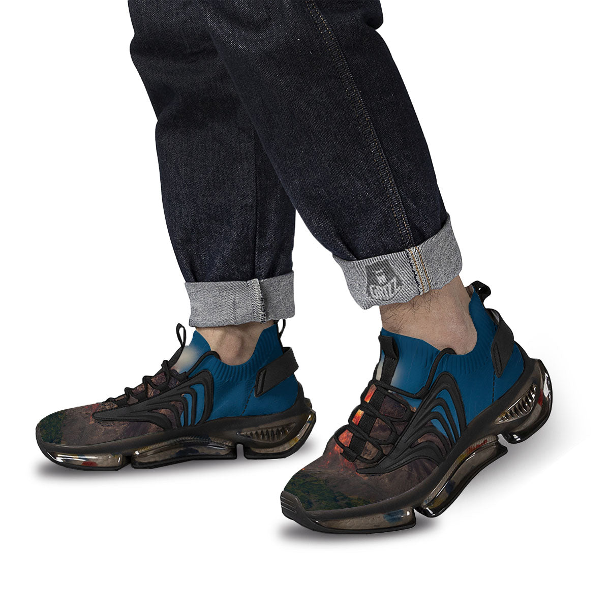 Mountain Volcanic Print Black Gym Shoes-grizzshop