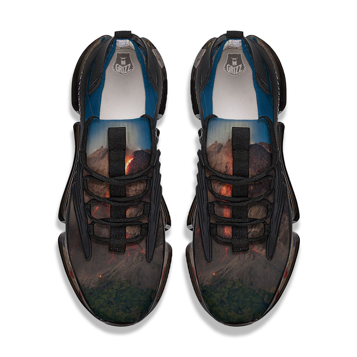 Mountain Volcanic Print Black Gym Shoes-grizzshop