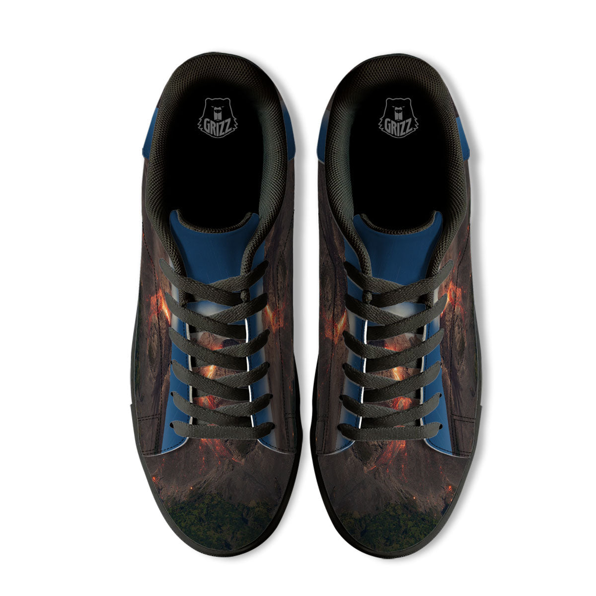 Mountain Volcanic Print Black Low Top Sneakers-grizzshop