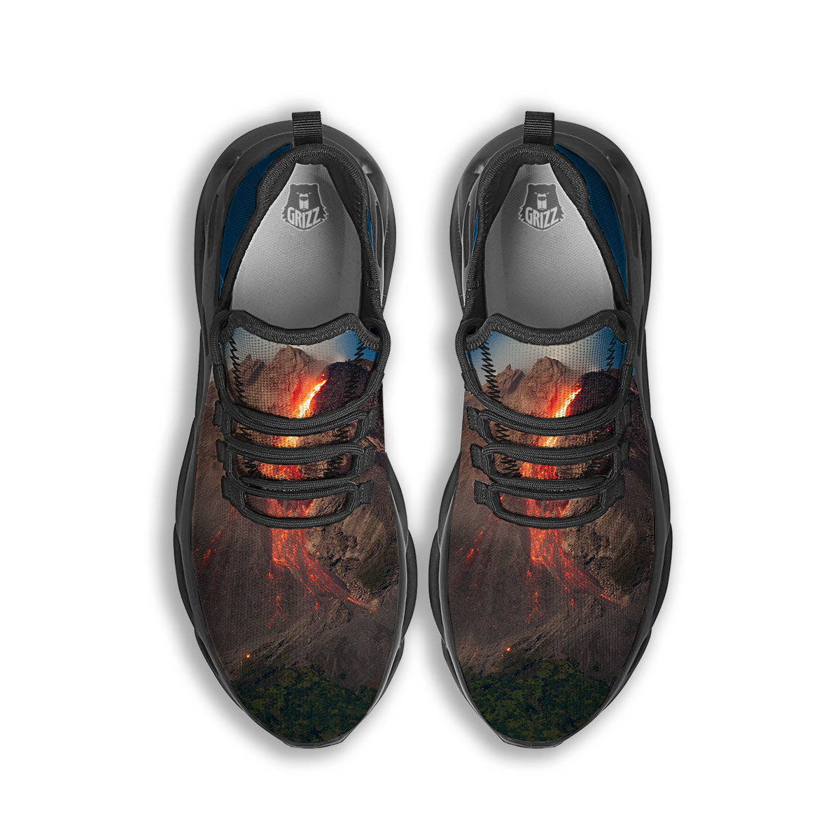 Mountain Volcanic Print Black Running Shoes-grizzshop