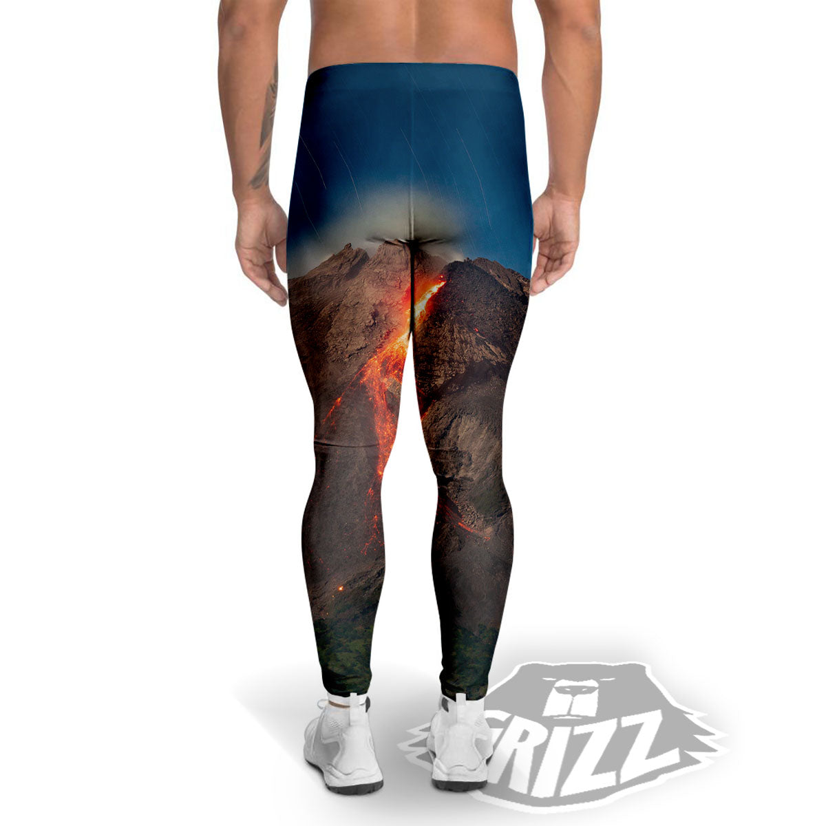 Mountain Volcanic Print Men's Leggings-grizzshop