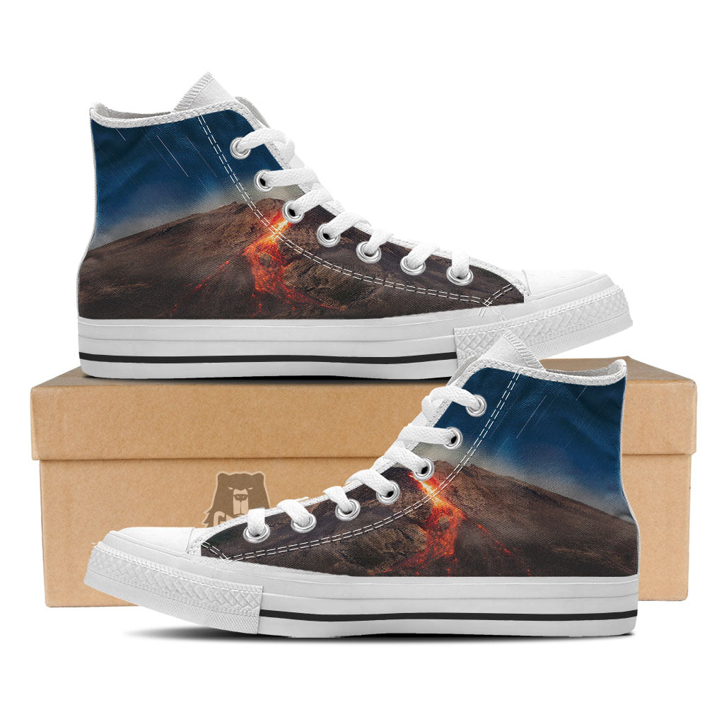 Mountain Volcanic Print White High Top Shoes-grizzshop