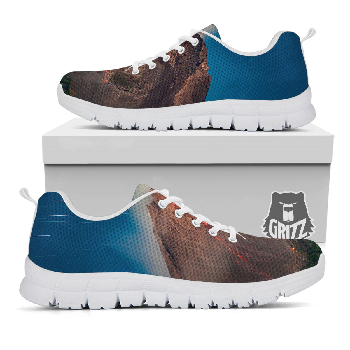 Mountain Volcanic Print White Sneaker-grizzshop
