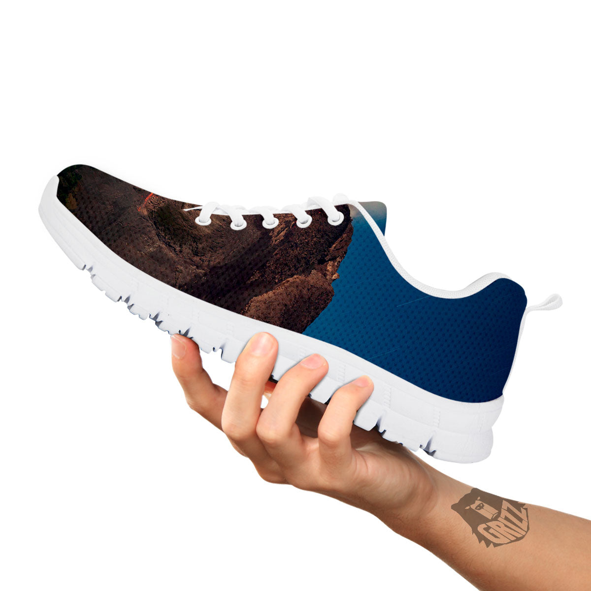 Mountain Volcanic Print White Sneaker-grizzshop