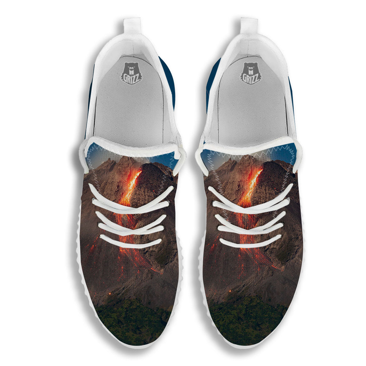 Mountain Volcanic Print White Walking Shoes-grizzshop
