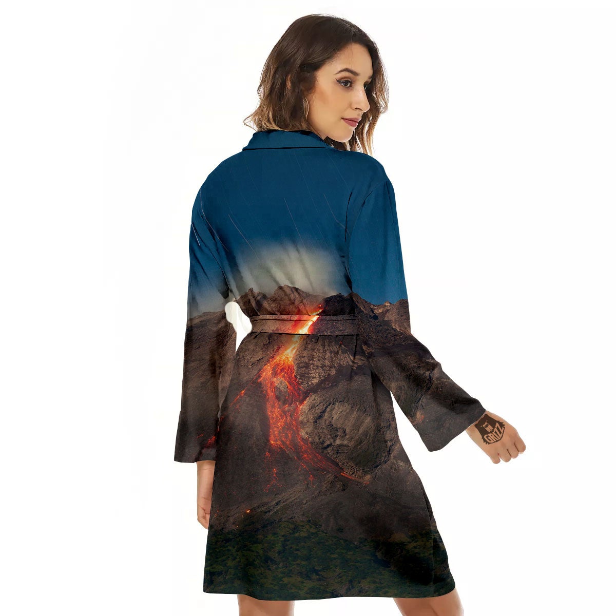 Mountain Volcanic Print Women's Robe-grizzshop