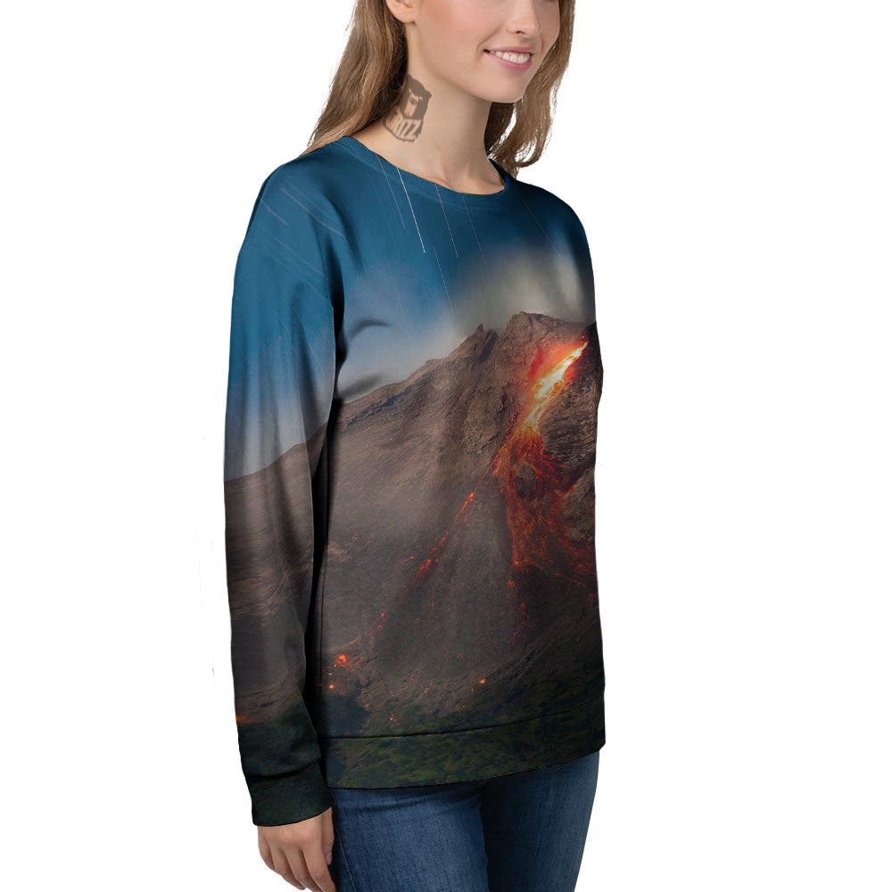 Mountain Volcanic Print Women's Sweatshirt-grizzshop