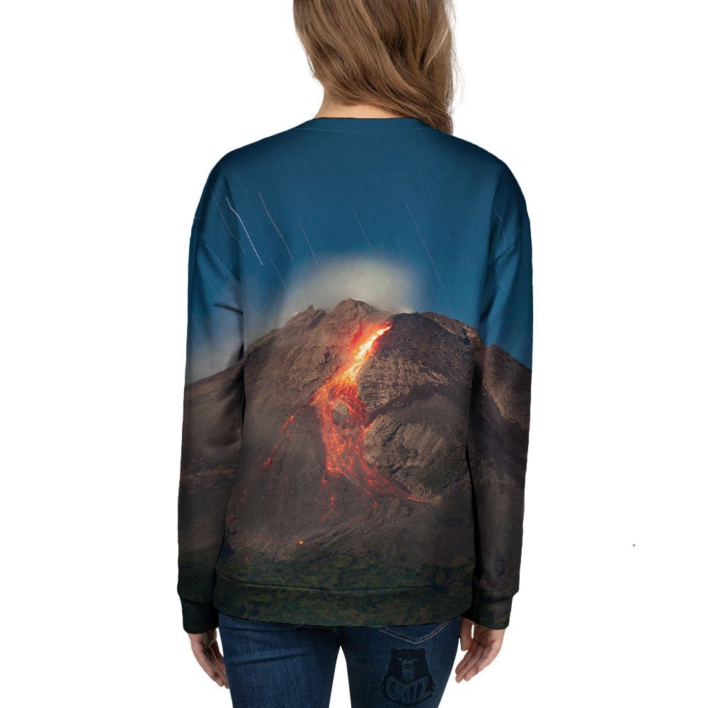 Mountain Volcanic Print Women's Sweatshirt-grizzshop