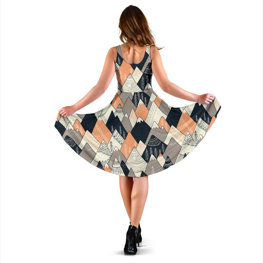 Mountain Pattern Print Dress-grizzshop