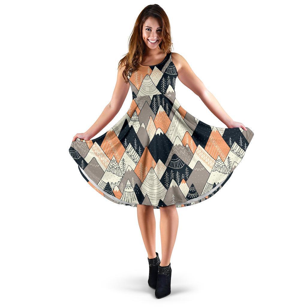 Mountain Pattern Print Dress-grizzshop