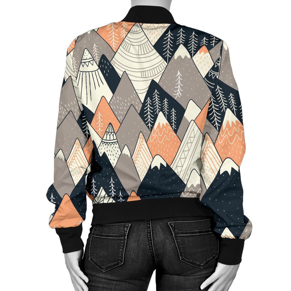 Mountain Pattern Print Women Casual Bomber Jacket-grizzshop